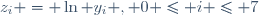 z_{i} = \ln y_{i} , 0 \le i \le 7