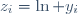 z_i=\ln y_i