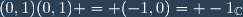 (0,1)(0,1) = (-1,0)= -1_{\mathbb{C}}