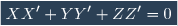 \boxed{XX'+YY'+ZZ'=0}