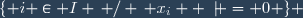 \lbrace i \in I \, / \, x_i  \not = 0 \rbrace 