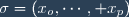 \sigma=(x_o,\cdots, x_p)