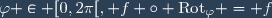 \varphi \in [0,2\pi[, f \circ \text{Rot}_{\varphi} = f