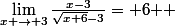 $\lim\limits_{x \to 3}\frac{x-3}{\sqr{x+6}-3}= 6 $ 