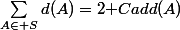 $\sum_{A\in S}d(A)=2\mathrm {Card}(A)$