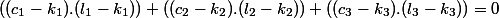 ((c_1-k_1).(l_1-k_1))+((c_2-k_2).(l_2-k_2))+((c_3-k_3).(l_3-k_3))=0
