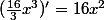 (\frac{16}{3}x^3)'=16x^2