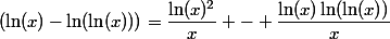 \large \dfrac{\ln(x)}x \;(\ln(x)-\ln(\ln(x)))=\dfrac{\ln(x)^2}x - \dfrac{\ln(x)\ln(\ln(x))}{x}