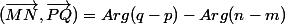 (\overrightarrow{MN},\overrightarrow{PQ})=Arg(q-p)-Arg(n-m)\;\;[2\pi]