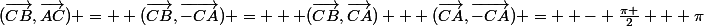 (\vec{CB},\vec{AC}) =  (\vec{CB},\vec{-CA}) =   (\vec{CB},\vec{CA}) + (\vec{CA},\vec{-CA}) =  - \frac{\pi }{2} + \pi