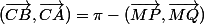 (\vec{CB},\vec{CA})=\pi-(\vec{MP},\vec{MQ})