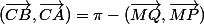 (\vec{CB},\vec{CA})=\pi-(\vec{MQ},\vec{MP})