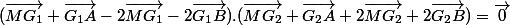 (\vec{MG_{1}}+\vec{G_{1}A}-2\vec{MG_{1}}-2\vec{G_{1}B}).(\vec{MG_{2}}+\vec{G_{2}A}+2\vec{MG_{2}}+2\vec{G_{2}B})=\vec{0}