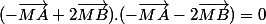 (-\overrightarrow{MA}+2\overrightarrow{MB}).(-\overrightarrow{MA}-2\overrightarrow{MB})=0
