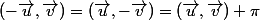 (-\vec{u},\vec{v})=(\vec{u},-\vec{v})=(\vec{u},\vec{v})+\pi\;\;[2\pi]