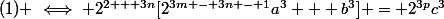 (1) \iff 2^{2 + 3n}[2^{3m - 3n - 1}a^3 + b^3] = 2^{3p}c^3