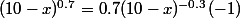 (10-x)^{0.7}=0.7(10-x)^{-0.3}(-1)