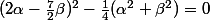 (2\alpha-\frac{7}{2}\beta)^2-\frac{1}{4}(\alpha^2+\beta^2)=0