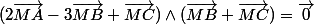 (2\vec{MA}-3\vec{MB}+\vec{MC})\wedge(\vec{MB}+\vec{MC})=\vec0