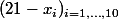 (21-x_i)_{i=1,\ldots,10}