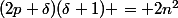 (2p+\delta)(\delta+1) = 2n^2