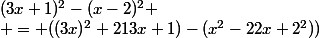 (3x+1)^2-(x-2)^2
 \\ = ((3x)^2+213x+1)-(x^2-22x+2^2))