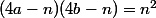 (4a-n)(4b-n)=n^2