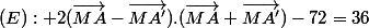 (E): 2(\vec{MA}-\vec{MA'}).(\vec{MA}+\vec{MA'})-72=36
