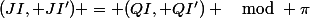 (JI, JI') = (QI, QI') \mod \pi
