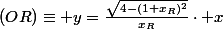 (OR)\equiv y=\frac{\sqrt{4-(1+x_{R})^{2}}}{x_{R}}\cdot x