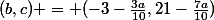 (b,c) = (-3-\frac{3a}{10},21-\frac{7a}{10})