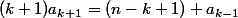 (k+1)a_{k+1}=(n-k+1) a_{k-1}
