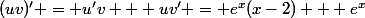 (uv)' = u'v + uv' = e^x(x-2) + e^x