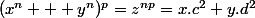 (x^n + y^n)^p=z^{np}=x.c^2+y.d^2