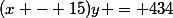 (x - 15)y = 434