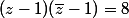 (z-1)(\bar{z}-1)=8