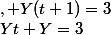 Yt+Y=3&nbsp;&nbsp;, Y(t+1)=3