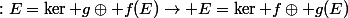g\;:E=\ker g\oplus f(E)\rightarrow E=\ker f\oplus g(E)