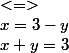 x+y=3&nbsp;&nbsp;<=>&nbsp;&nbsp;x=3-y