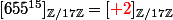 [655^{15}]_{\Z/17\Z}=[{\red 2}]_{\Z/17\Z}