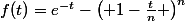 \[f(t)={{e}^{-t}}-{{\left( 1-\frac{t}{n} \right)}^{n}}\]