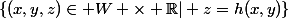 \{(x,y,z)\in W \times \mathbb{R}| z=h(x,y)\}