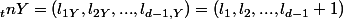 \ _{t}nY=(l_{1Y},l_{2Y},...,l_{d-1,Y})=(l_1,l_2,...,l_{d-1}+1)