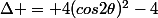 \Delta = 4(cos2\theta)^2-4