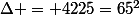 \Delta = 4225=65^2
