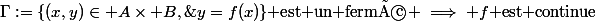\Gamma:=\{(x,y)\in A\times B,\;y=f(x)\}$ est un fermé$ \implies f $est continue$