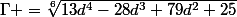 \Gamma =\sqrt[6]{13d^{4}-28d^{3}+79d^{2}+25}