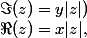 \Re(z)=x|z|,\;\Im(z)=y|z|)