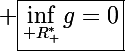 \Large \boxed{\inf_{\mathbb R_+^*}g=0}