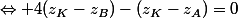 \Leftrightarrow 4(z_K-z_B)-(z_K-z_A)=0